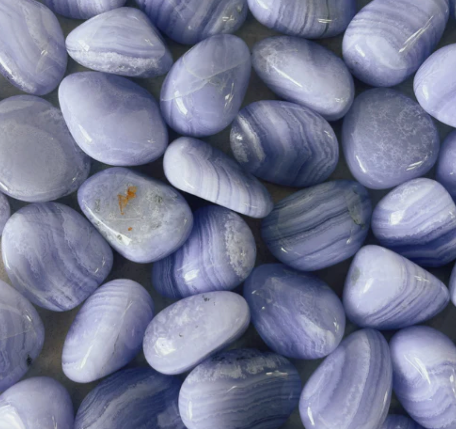 Blue Lace Agate Crystal Candle