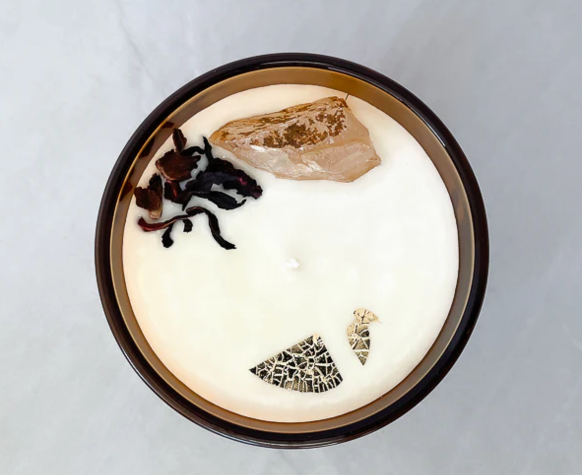 Golden Healer Crystal Candle