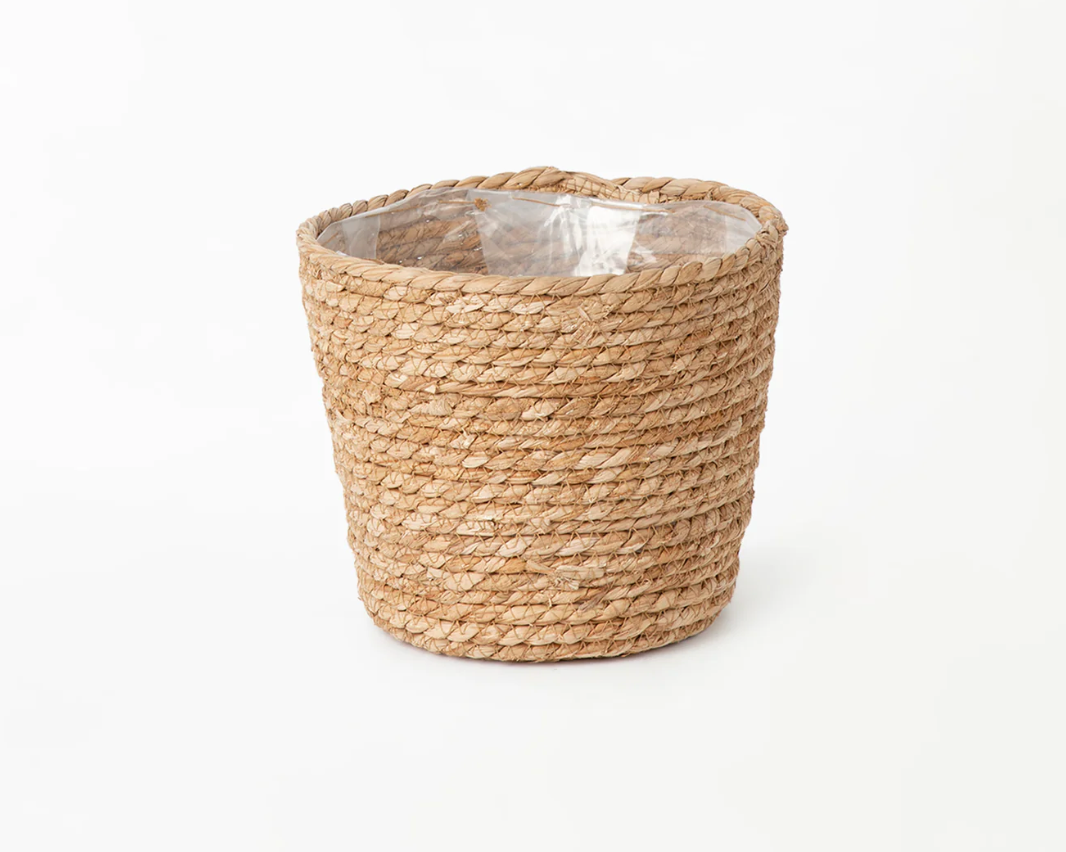 Woven Grass Flower Pot with plastic inner