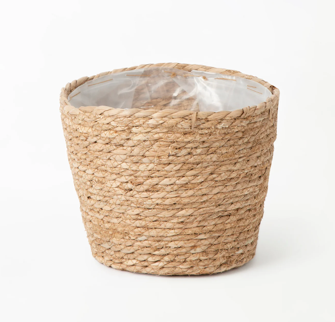 Woven Grass Flower Pot with plastic inner