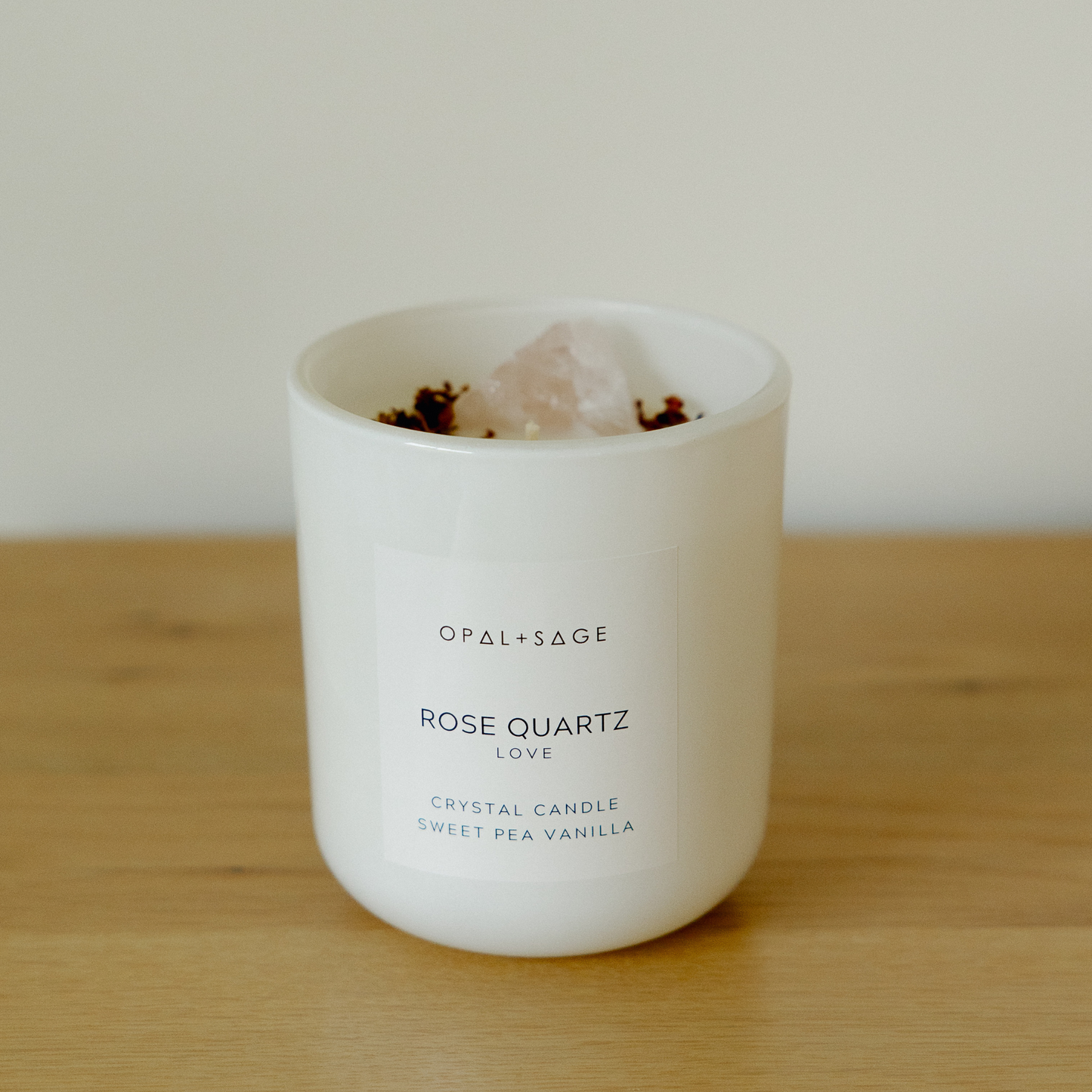 Rose Quartz Crystal Candle